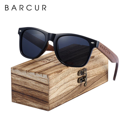 🕶️ BARCUR Γυαλιά Ηλίου από Μαύρο Καρύδι – Polarized UV400, Τετράγωνος Σχεδιασμός με Premium Θήκη 🌳✨