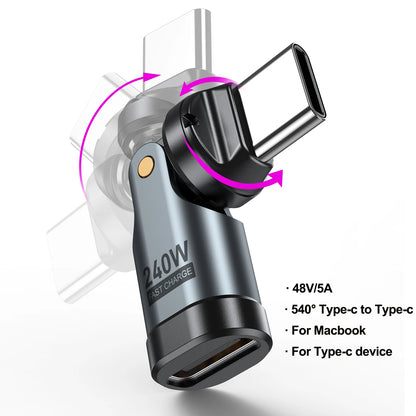 🔌 AUFU PD 240W USB-C to Type-C OTG Adapter – 540° Περιστροφή & Fast Charge