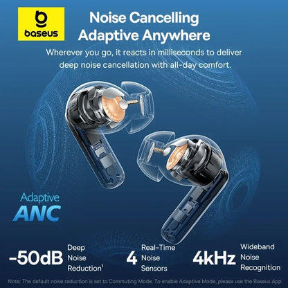 Baseus EP10 Pro ANC Wireless Earbuds – Bluetooth 6.0, Hi-Res LDAC & Adaptive Noise Cancellation up to 50dB
