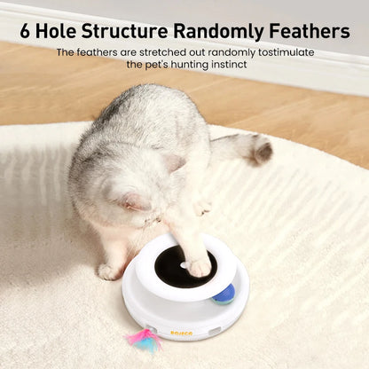 🐱 ROJECO 2-in-1 Smart Cat Toy – Interactive Feather and Automatic Ball Game for Pets