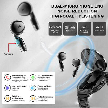 ⌚ LIGE 2-σε-1 Smart Watch με Ενσωματωμένα Bluetooth Ακουστικά TWS | NFC, Καρδιακός Ρυθμός, Οξυγόνο, Κλήσεις & Fitness Tracker