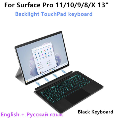 💻✨ Bluetooth Backlit Keyboard με TouchPad – Για Microsoft Surface Pro 8 / 9 / 10 / 11 / X ✨💻