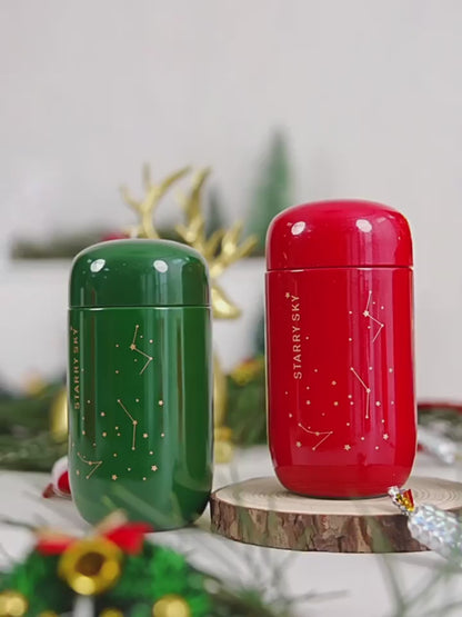 🌌✨ Mini Θερμός "Starry Sky" 200ml | 304 Ανοξείδωτο Ατσάλι | ☕ Leakproof | Μικρό & Φορητό