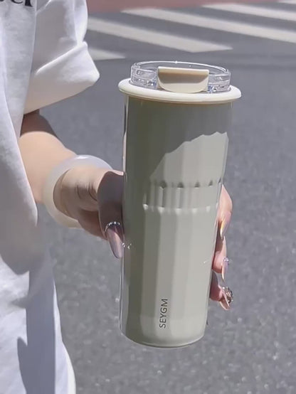 🥤 SEYGM Θερμός 500ML – 304 Ανοξείδωτο Ατσάλι με Καλαμάκι ❄️🔥
