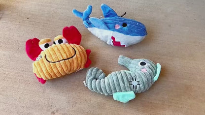 Ocean Series Plush Dog Toys 🐶🌊 | Soft & Squeaky 🔊🧸 | For Small & Medium Breeds 🐾 | Cute Puppy Play Set ✅