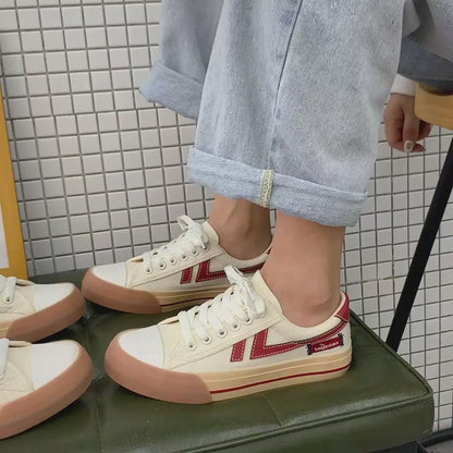 👟☀ Γυναικεία Canvas Flat Sneakers – Καλοκαιρινό Κορεάτικο Στυλ ☀👟