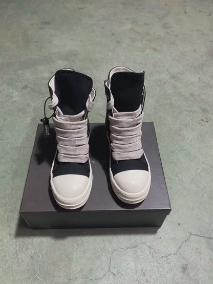 🖤👟 Designer High Top Sneakers – Jumbo Lace Up & Zip Style 👟🖤