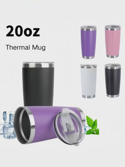 🚗 20oz/590ml Θερμός Κούπα Καφέ & Τσαγιού | Thermo Travel Mug Διπλού Ανοξείδωτου Τοίχου – Hot & Cold Cup