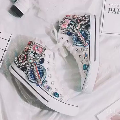 💎👟 Γυναικεία Canvas Sneakers με Διαμάντια – Χειροποίητα & Μοναδικά 👟💎